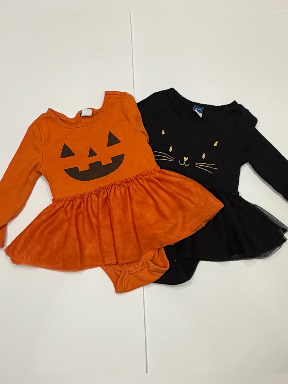 Old Navy Orange Pumpkin & Black Cat Tutu Bodysuit Set | 2 Bundled